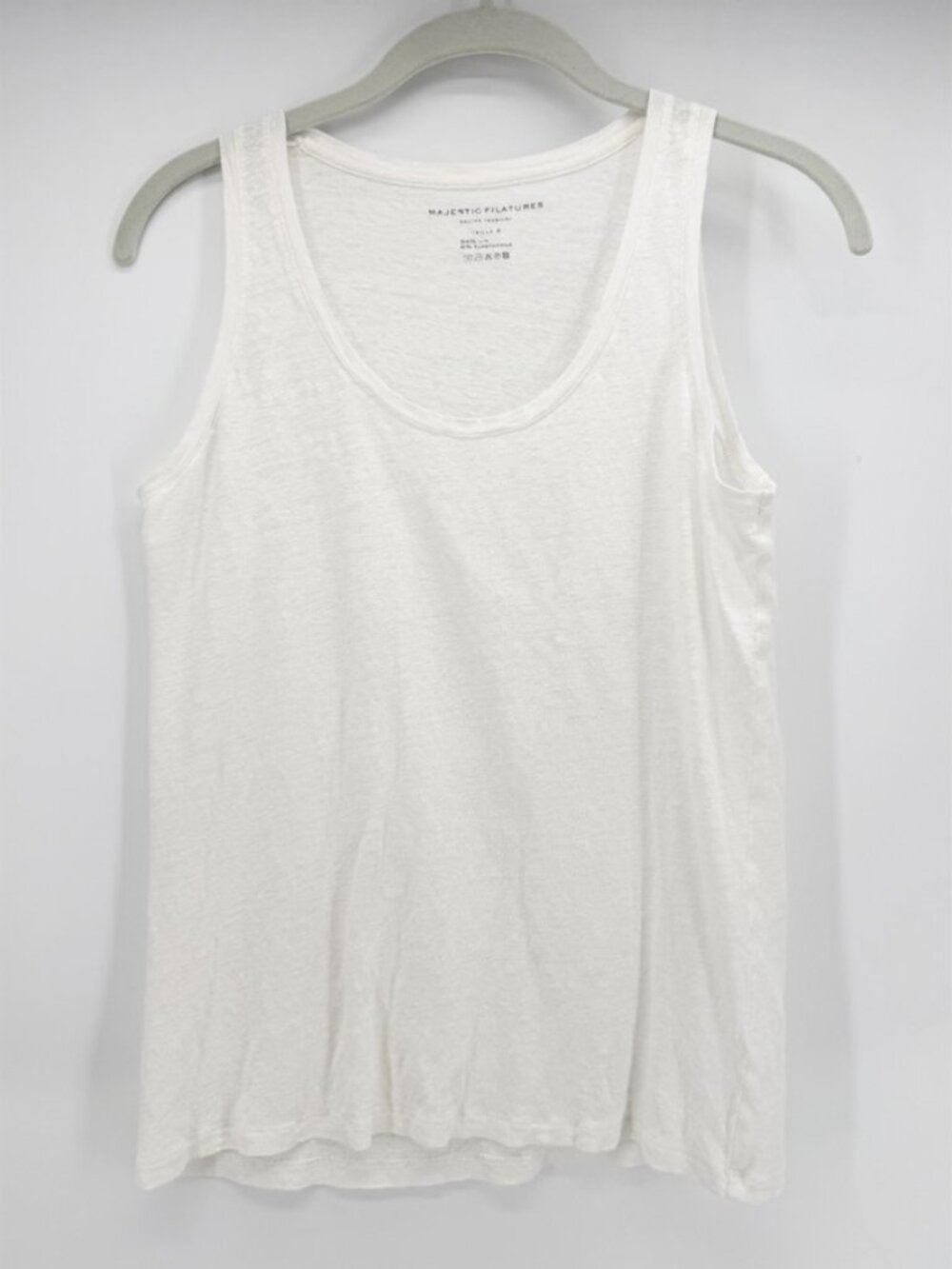 Majestic Filatures Stretch Linen Tank in Blanc size 2/ - Picture 2 of 6